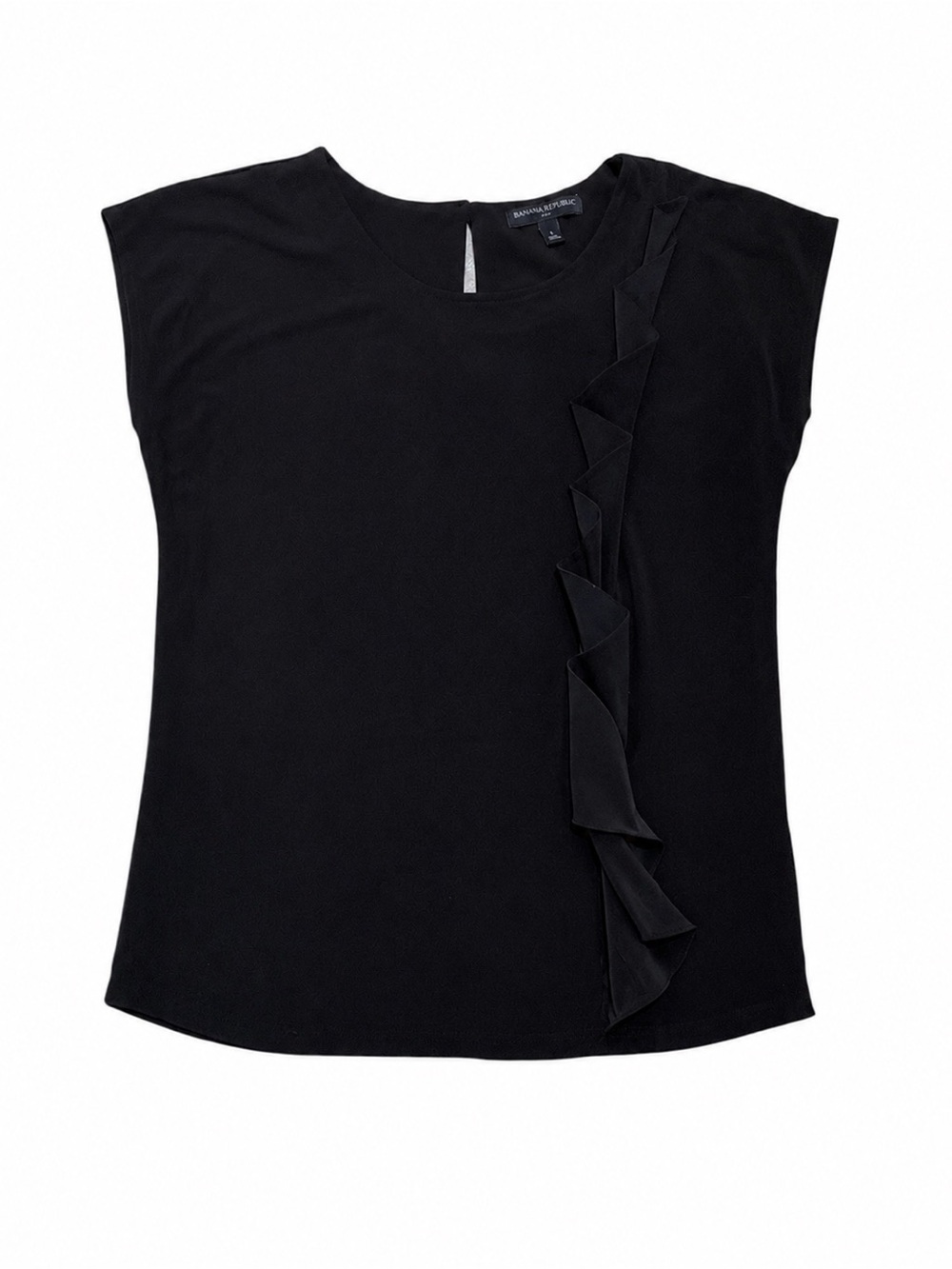 Banana Republic Black Cascading Ruffle Blouse Women’s Size Small Stretch Top